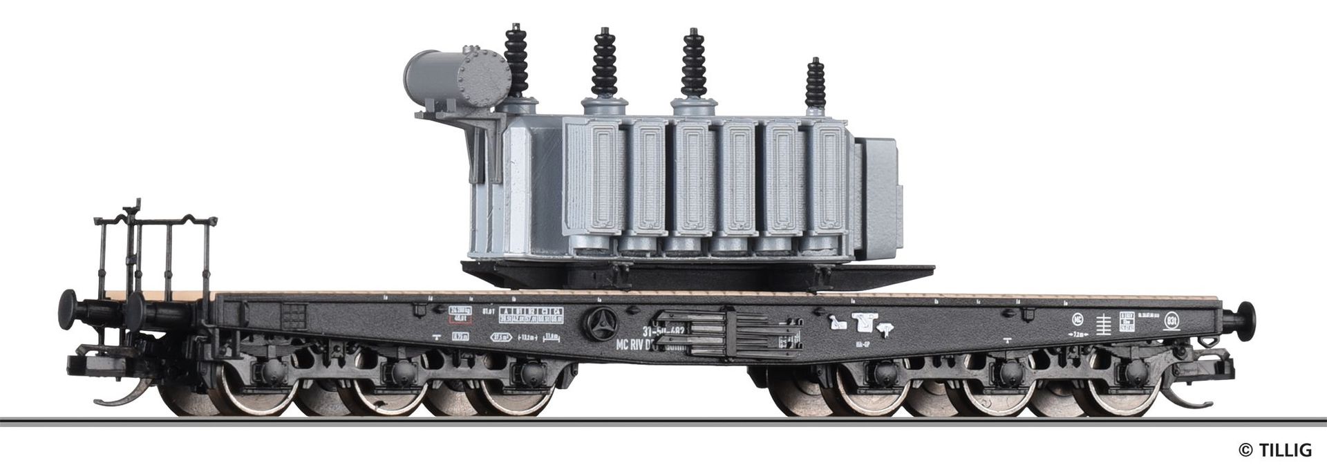 tl502805 HM_0 Tillig 502805 - Schwerlastwagen DR Ep.IV beladen mit Transformator TT 1:120